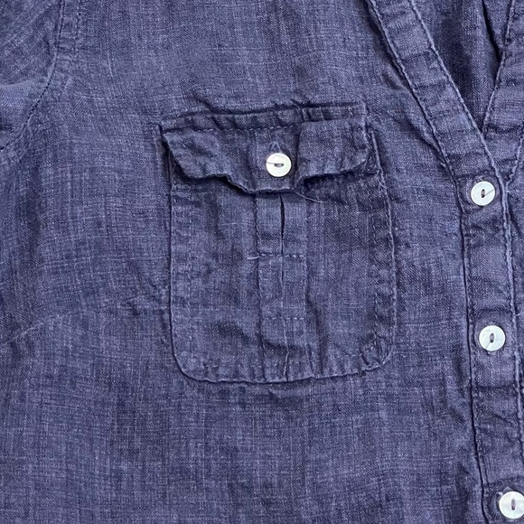 Malvin Royal Blue 100% Linen Belted Waist Safari Shirt Dress - Picture 7 of 9